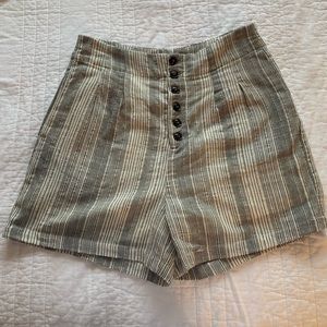 Black and Cream Striped Shorts